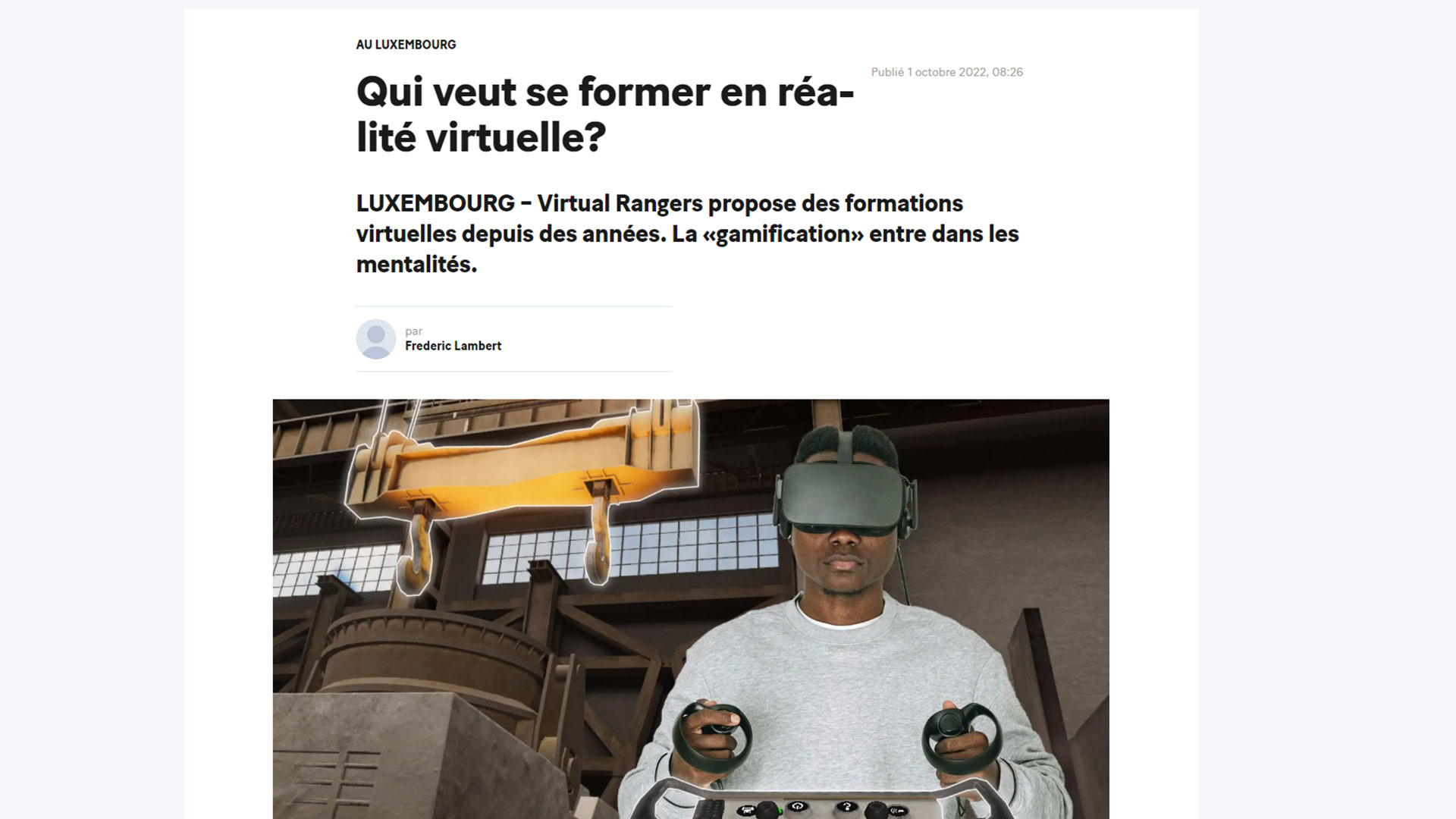 Formation réalité virtuelle Virtual Rangers